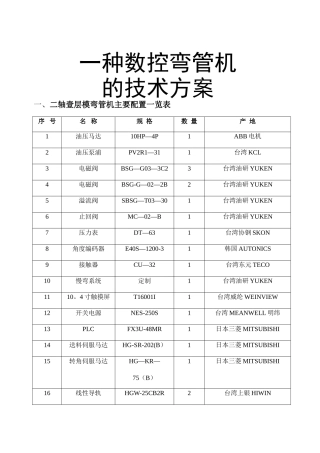 一种数控弯管机的技术方案