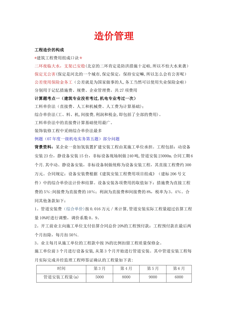 一级建造师实务案例知识点、题型分析-造价管理_第1页