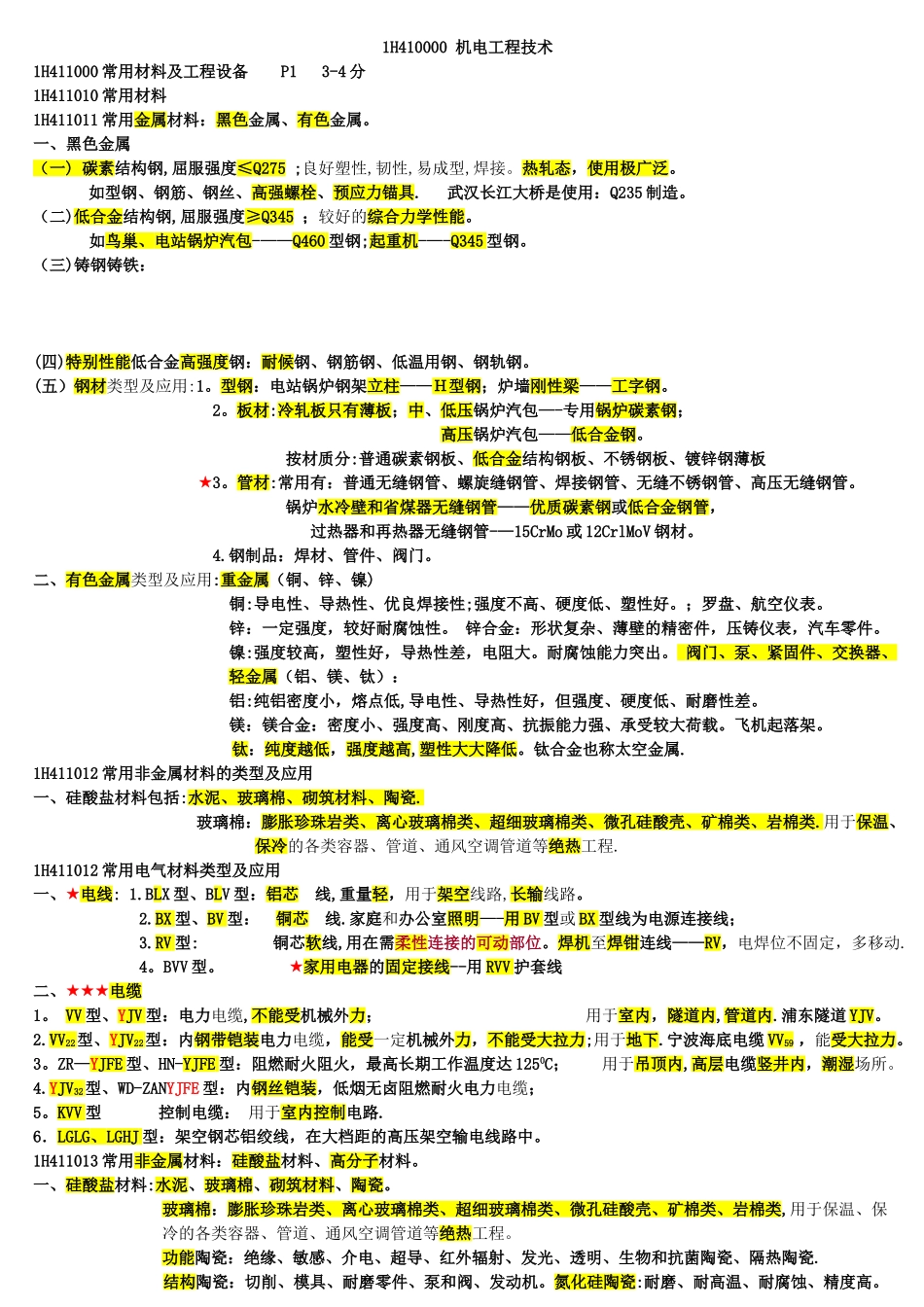 一级建造师机电实务必过知识点_第1页