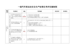 一级汽车客运站安全生产标准化考评实施细则