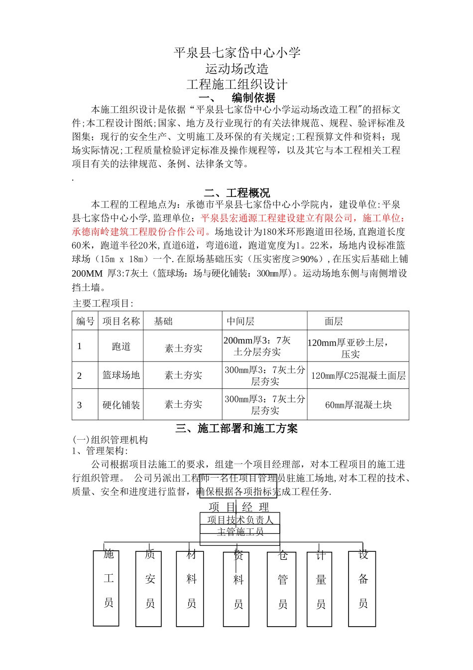 七家岱小学运动场改造工程施工组织设计_第1页