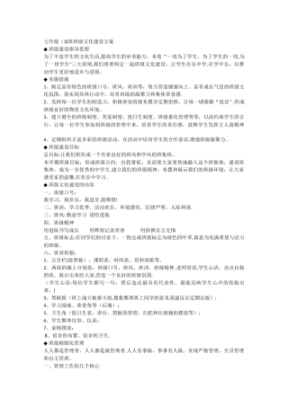 七年级班级文化建设方案
