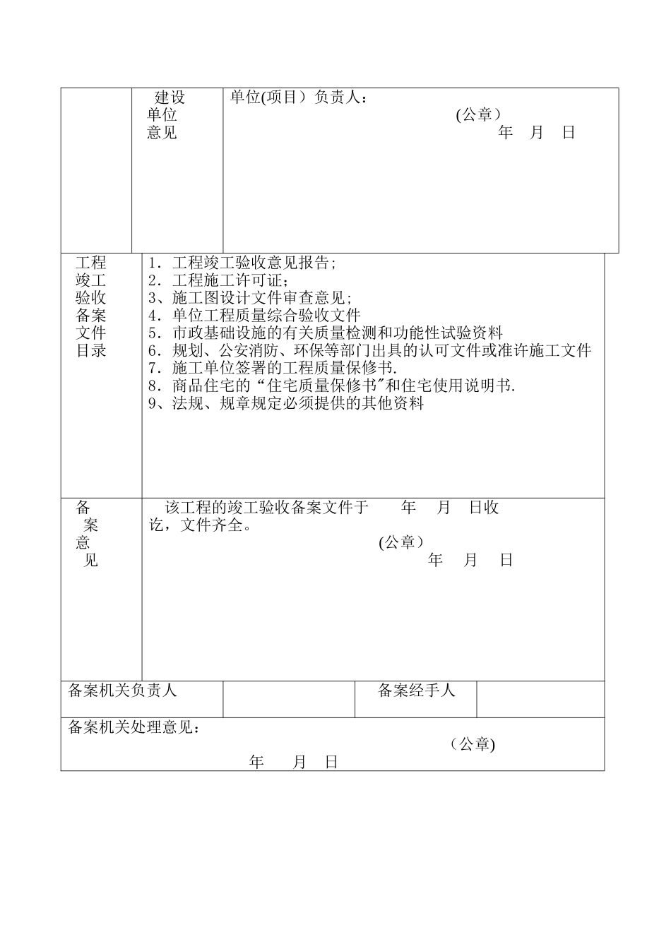 万祥小区绿化建设工程竣工验收备案表_第3页