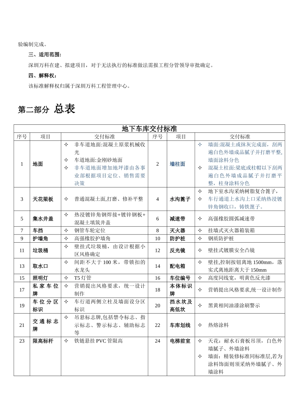 万科主流项目地下车库及公共区域交付标准_第2页