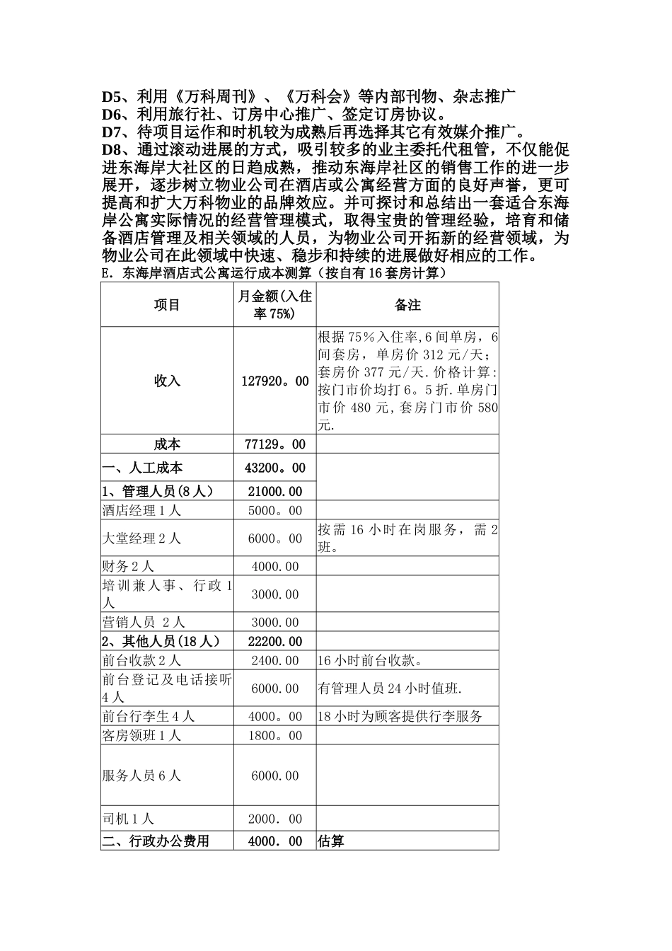 万科东海岸酒店式公寓经营管理方案_第3页