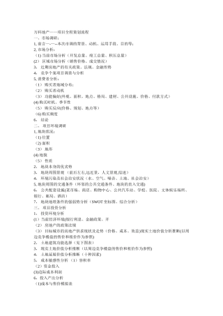 万科地产项目全程策划
