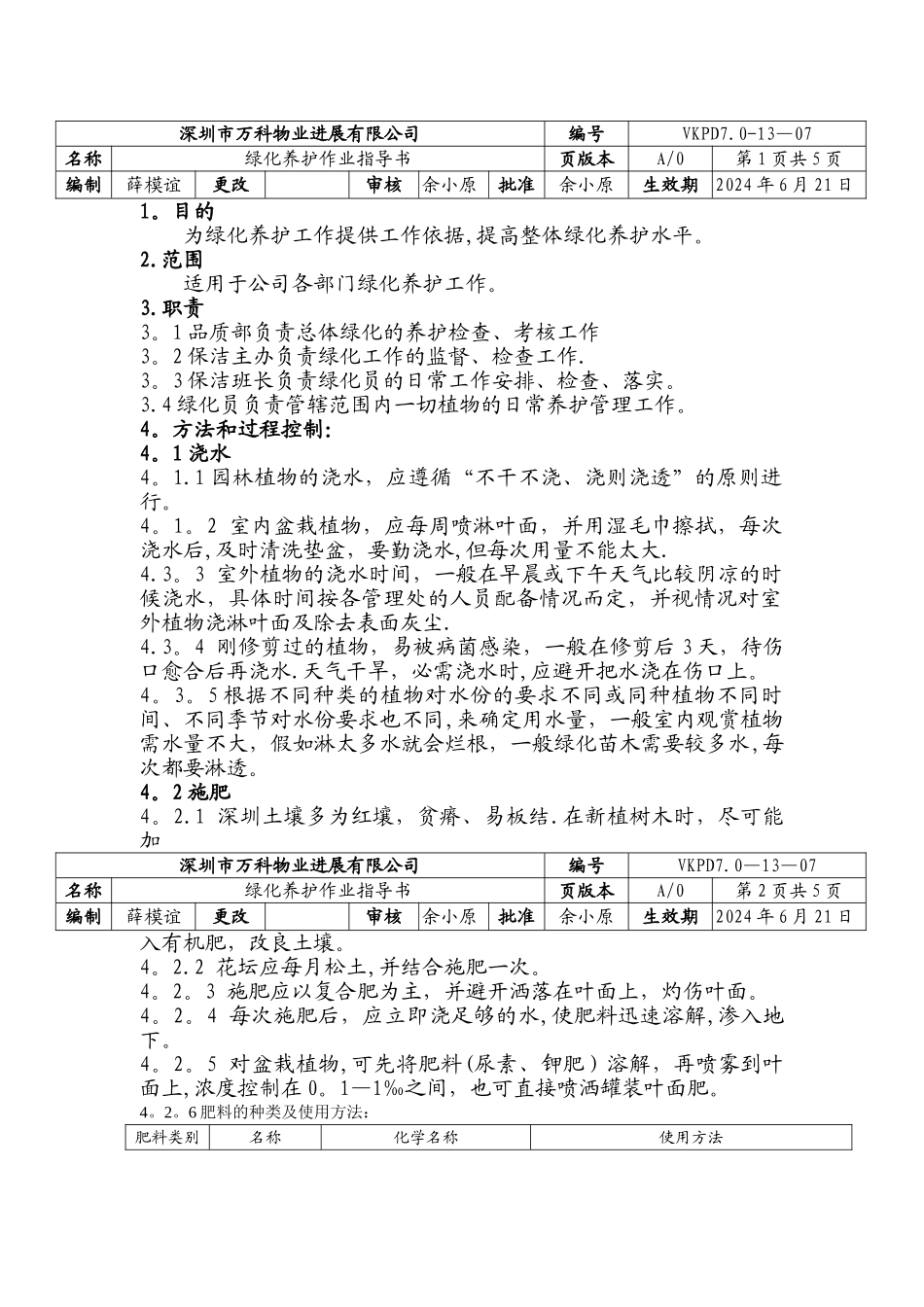 万科物业绿化养护作业指导书_第1页