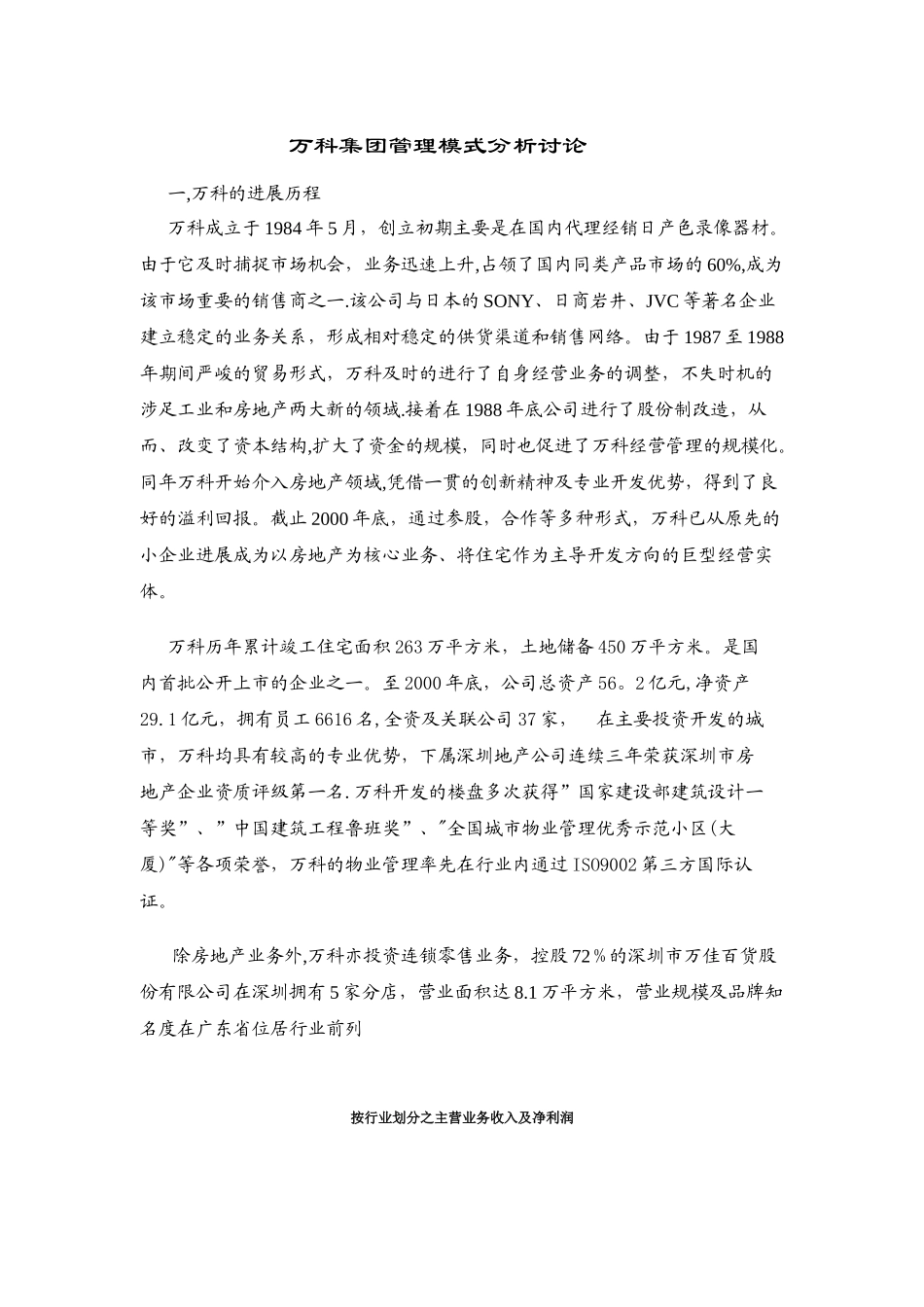 万科集团管理模式分析研究_第1页