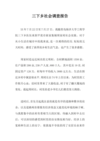 三下乡社会调查报告