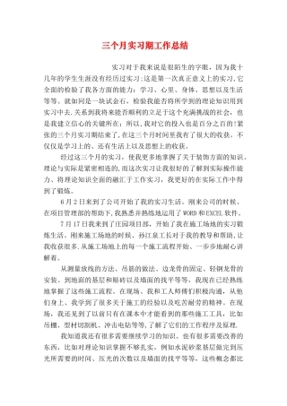 三个月实习期工作总结