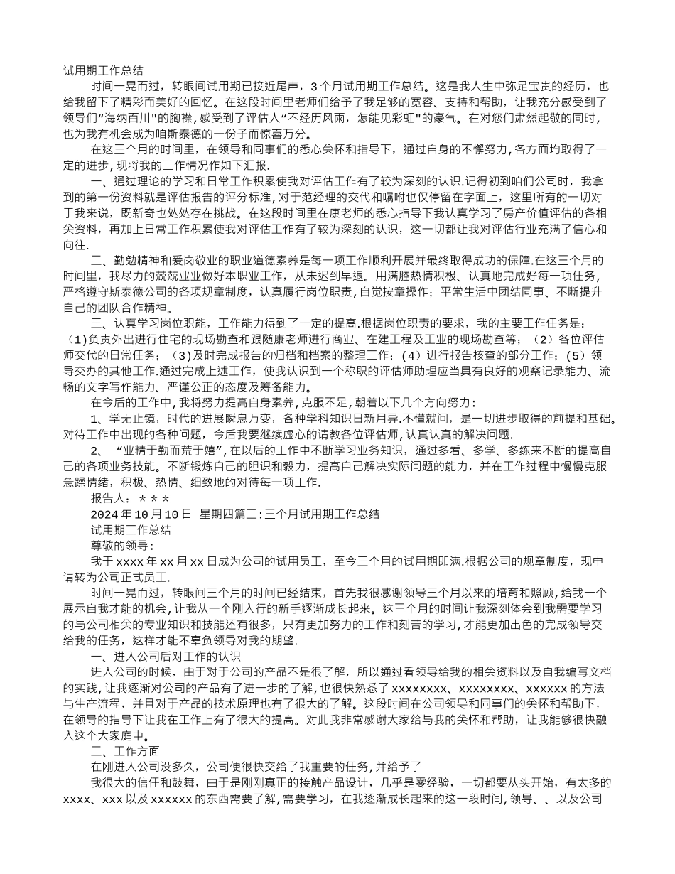 三个月试用期工作总结_第1页