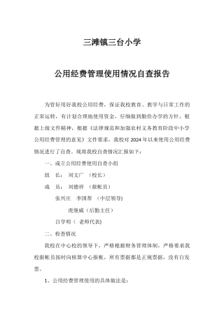 三台小学公用经费管理使用情况自查报告