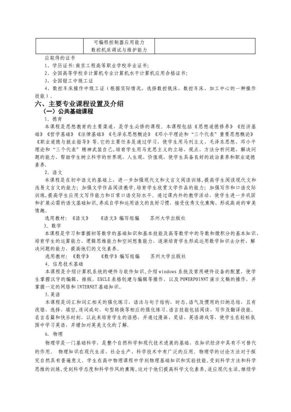 三年制数控技术人才培养方案_第2页