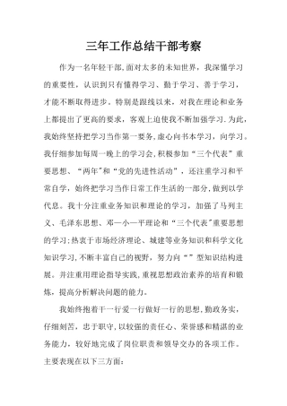 三年工作总结干部考察