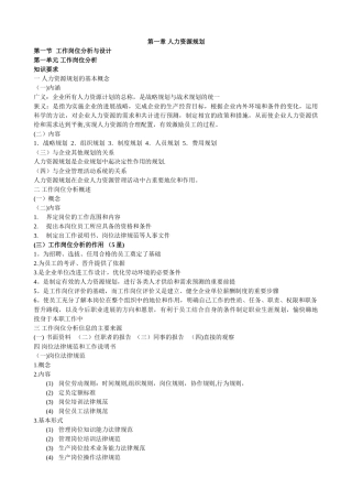 三级助理人力资源管理师复习之一人力资源规划