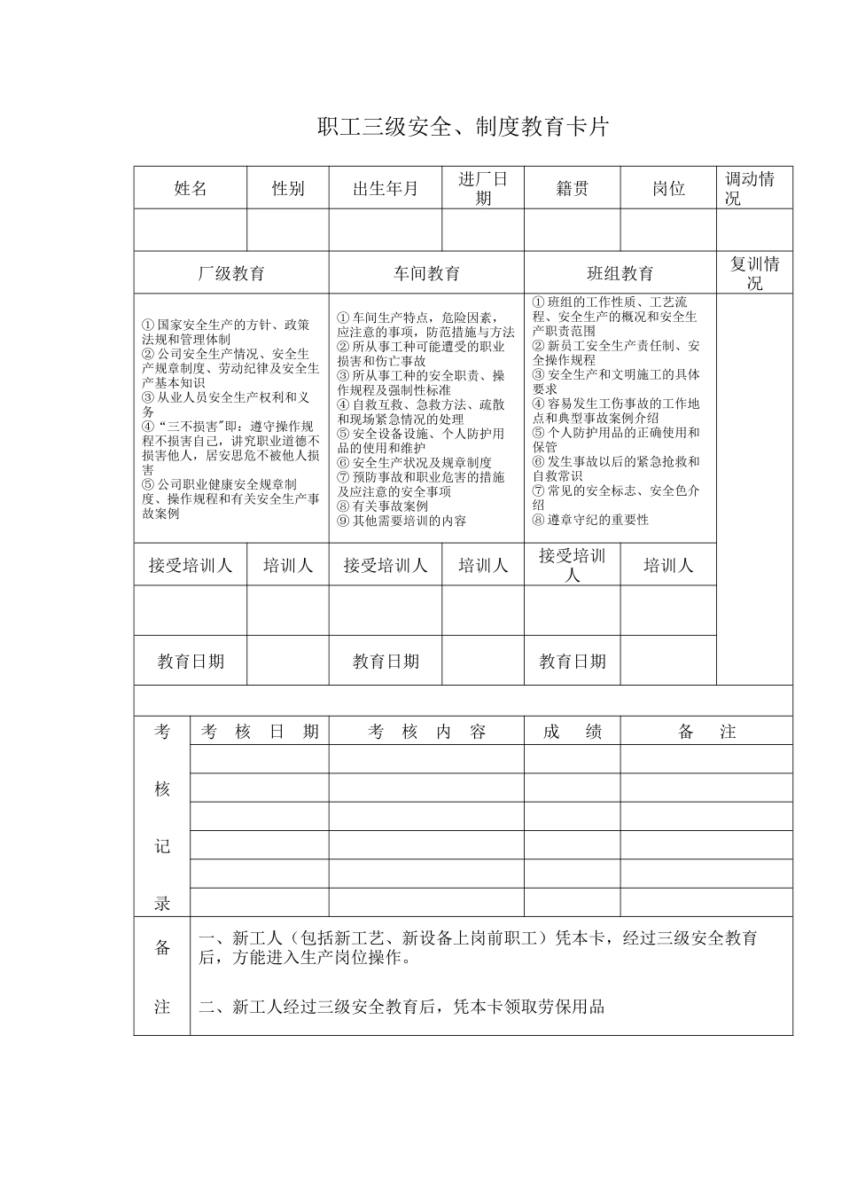 三级安全教育卡片及课程_第1页
