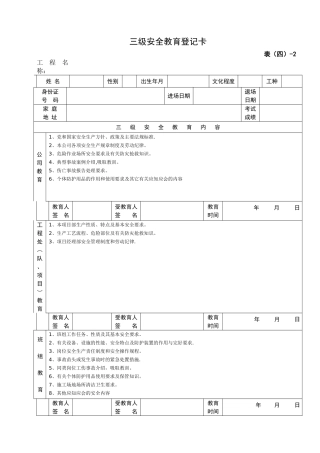 三级安全教育试卷(工人)