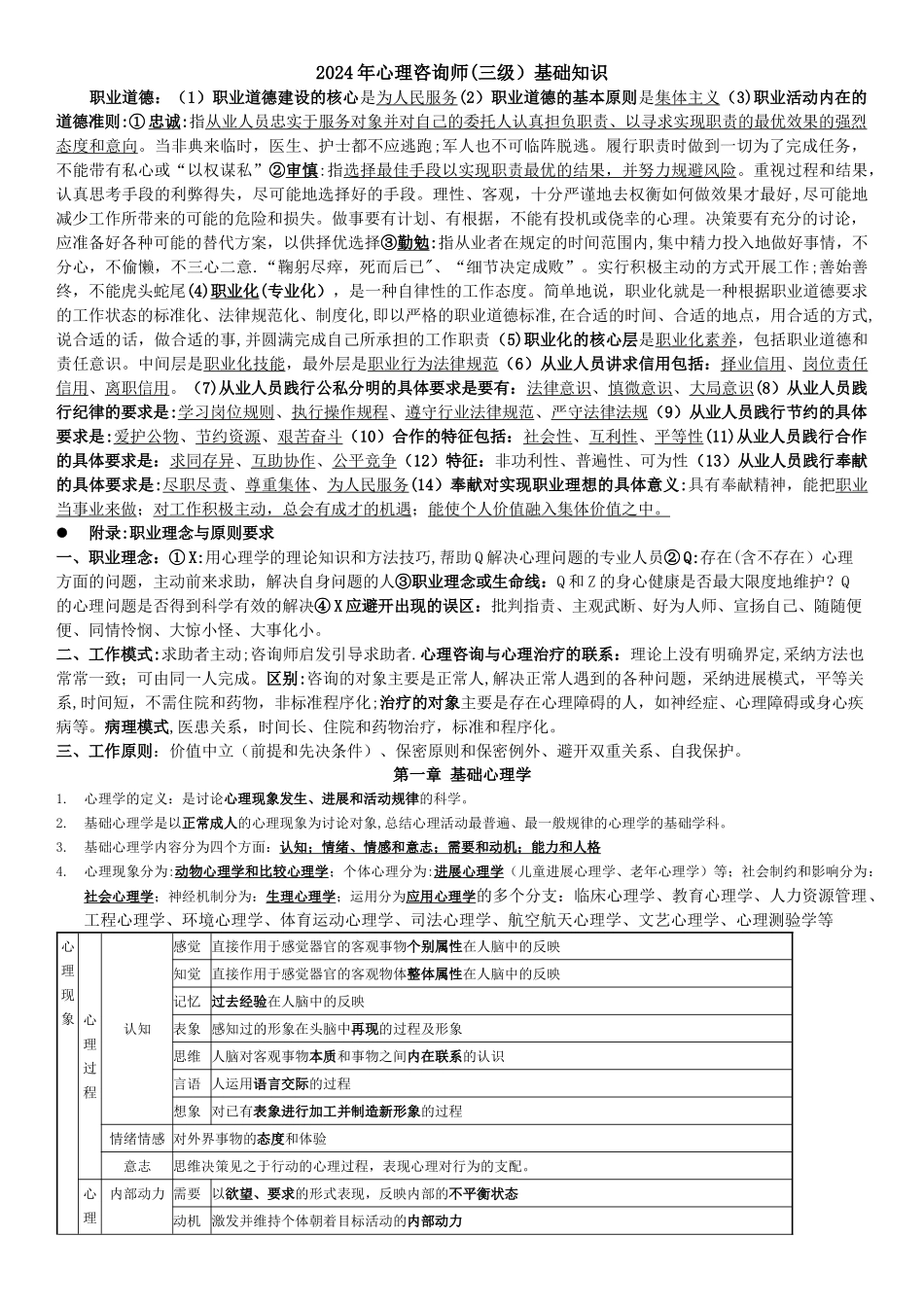 三级心理咨询师基础知识-打印版_第1页