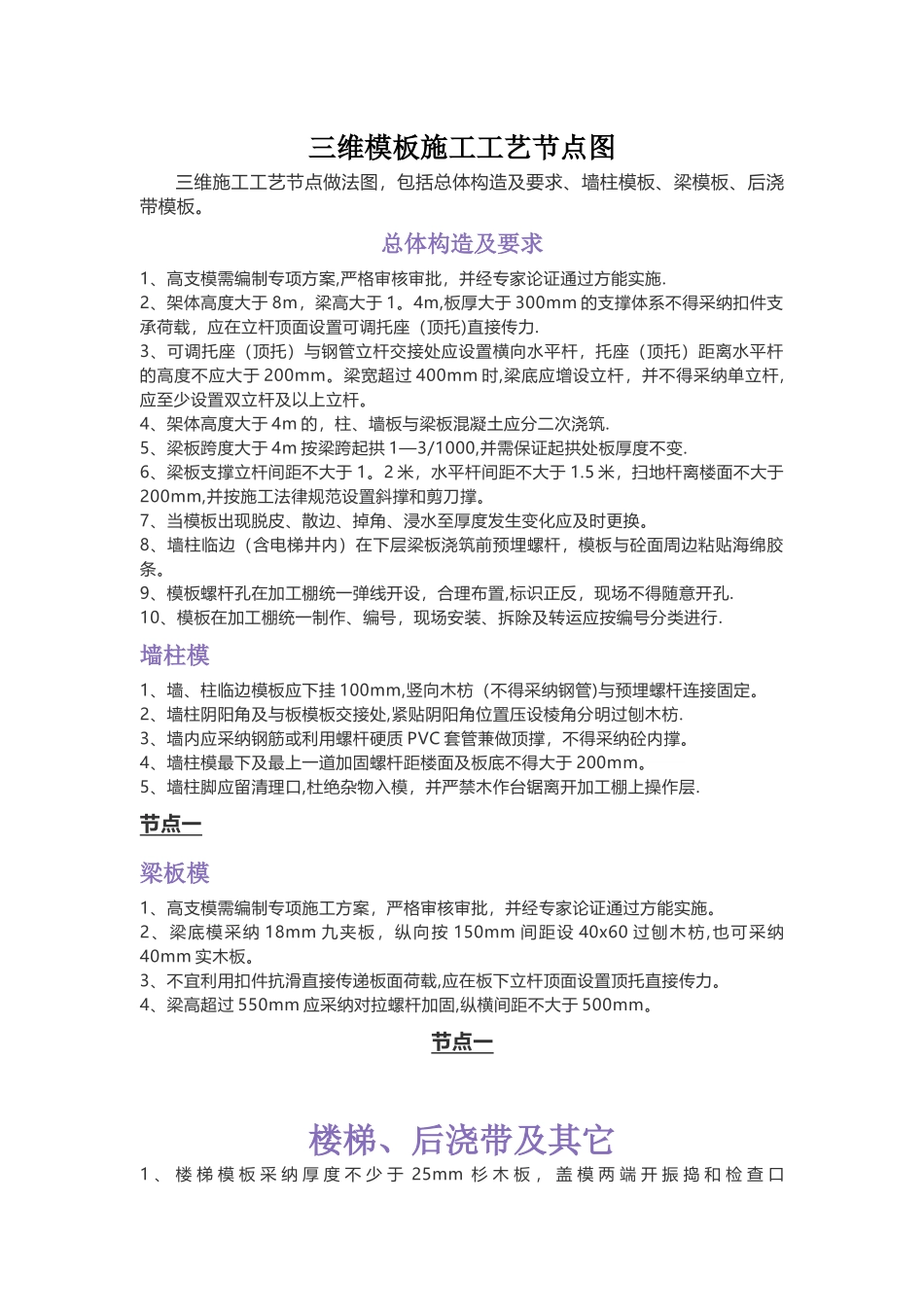 三维模板施工工艺节点图_第1页