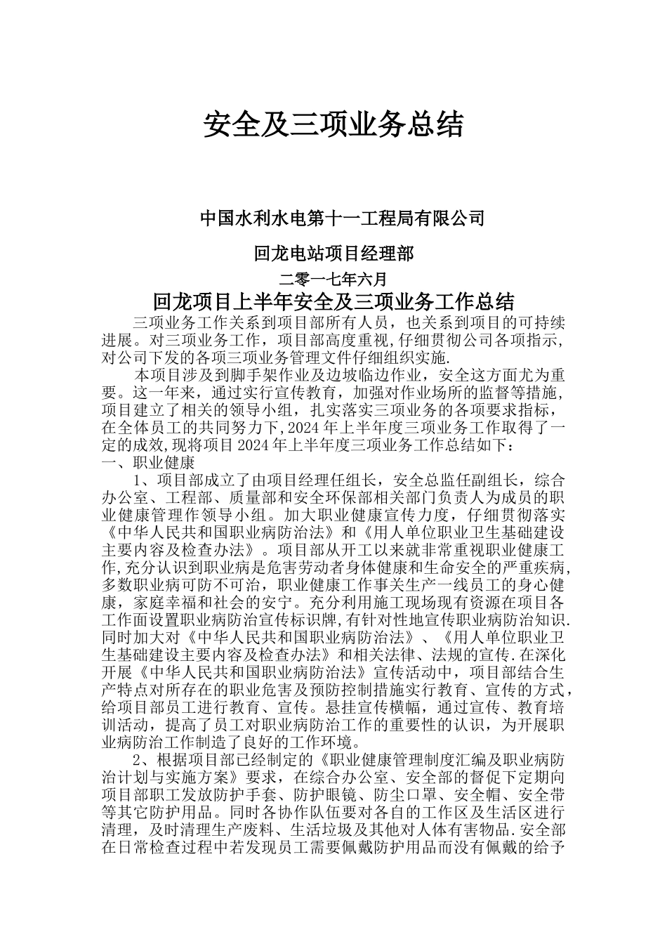 三项业务工作总结_第1页