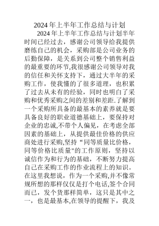 上半年工作总结与计划