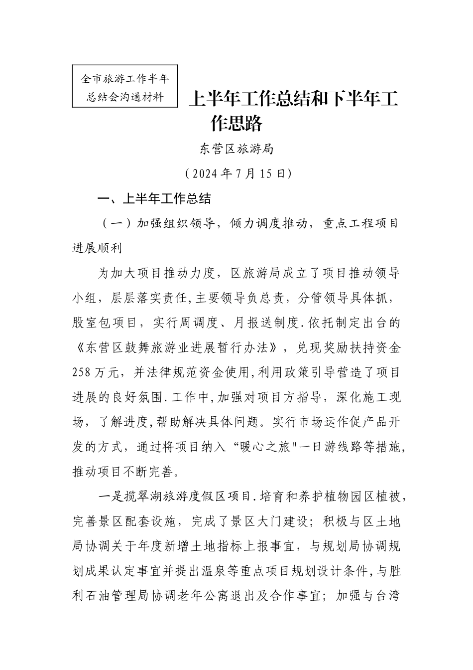 上半年工作总结及下半年工作思路_第1页