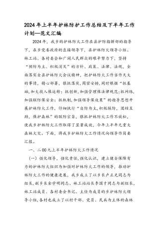 上半年护林防护工作总结及下半年工作计划范文汇编
