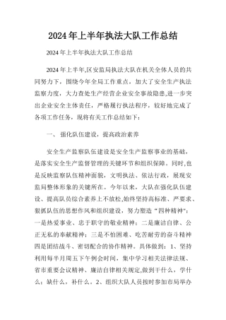 上半年执法大队工作总结