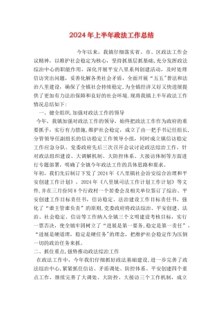 上半年政法工作总结