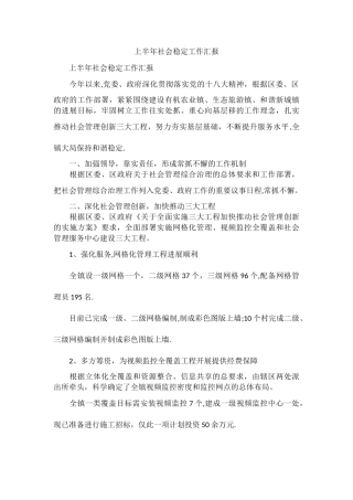 上半年社会稳定工作汇报