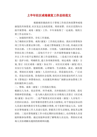 上半年社区戒毒康复工作总结范文