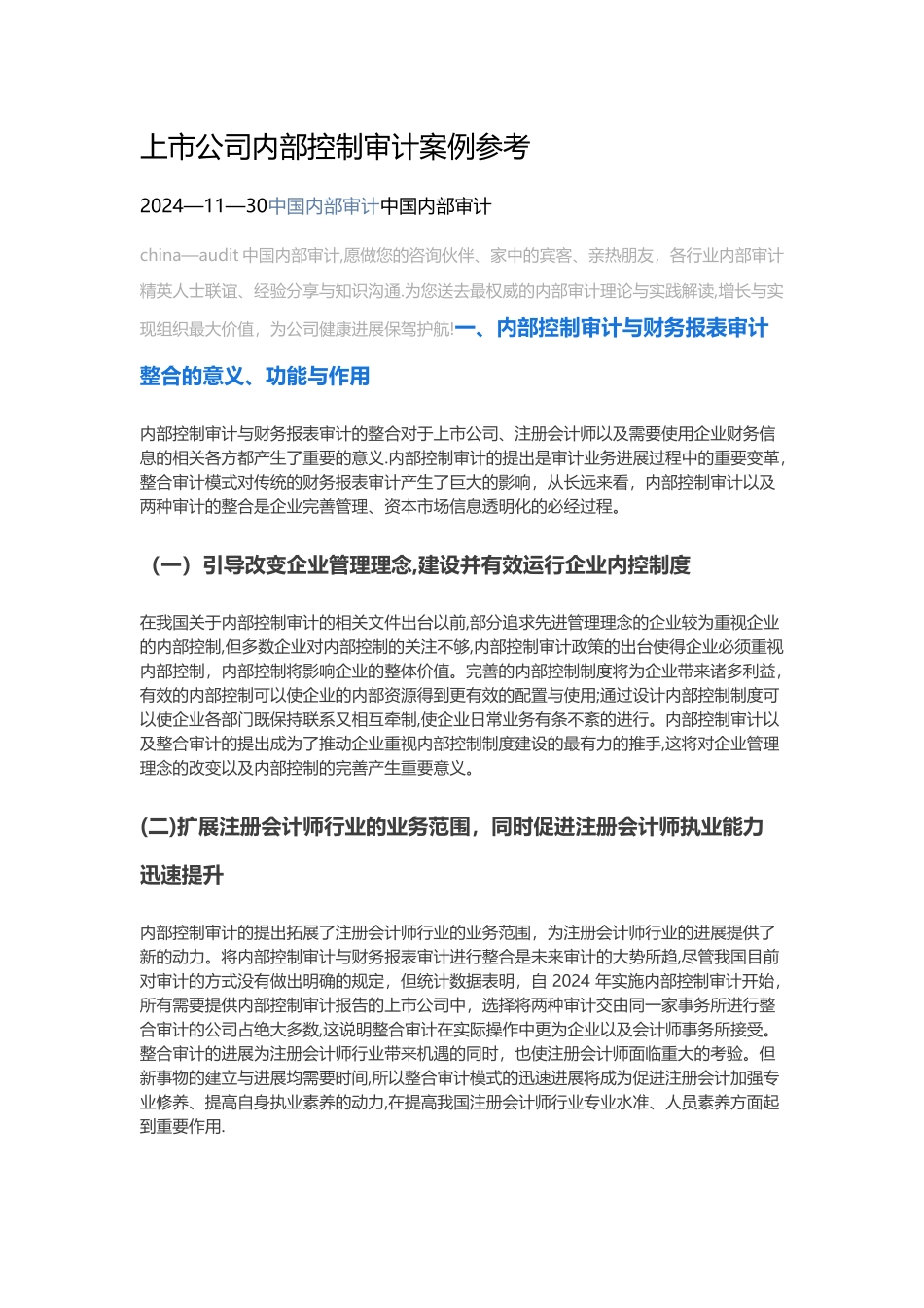 上市公司内部控制审计案例参考_第1页