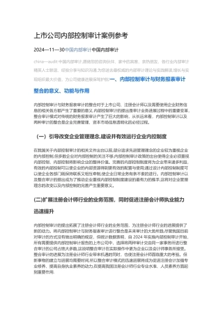 上市公司内部控制审计案例参考