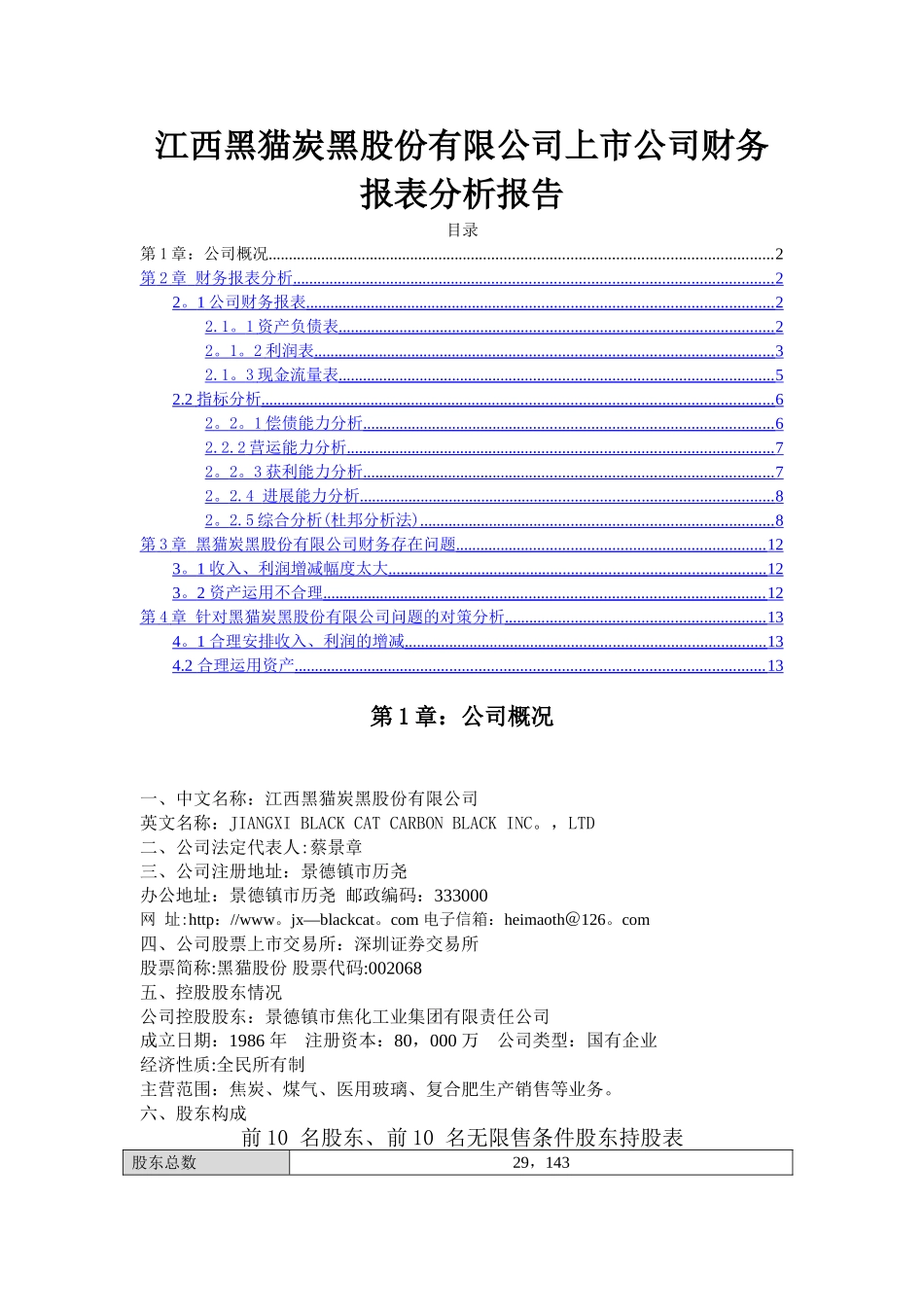 上市公司财务报表分析报告_第1页