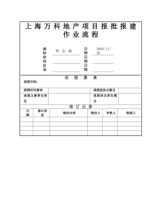 上海万科地产项目报批报建作业流程