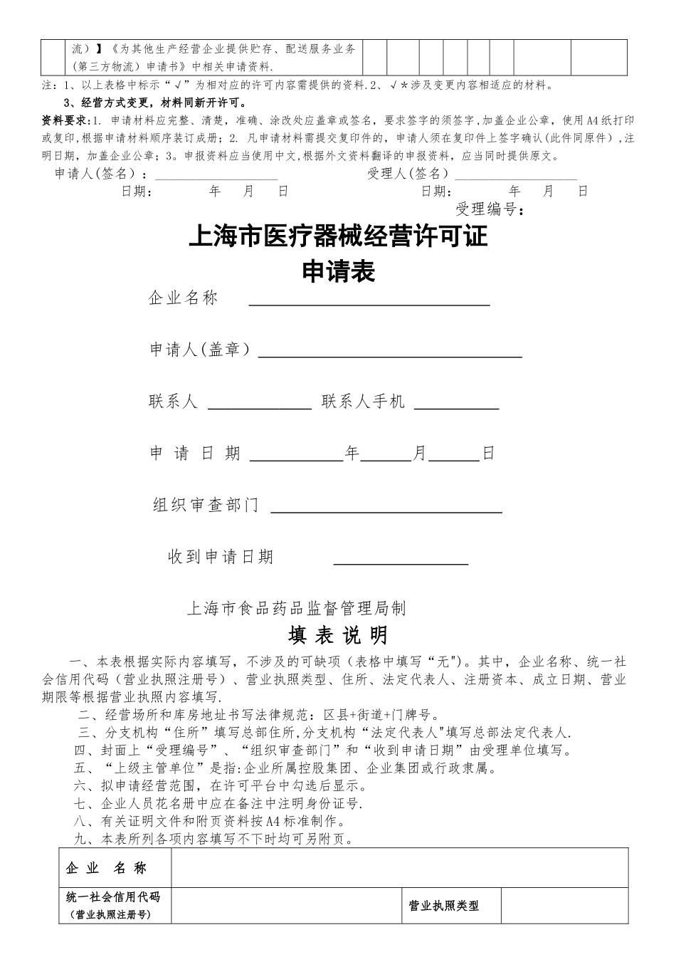 上海医疗器械经营许可证申请许可材料核对表_第2页