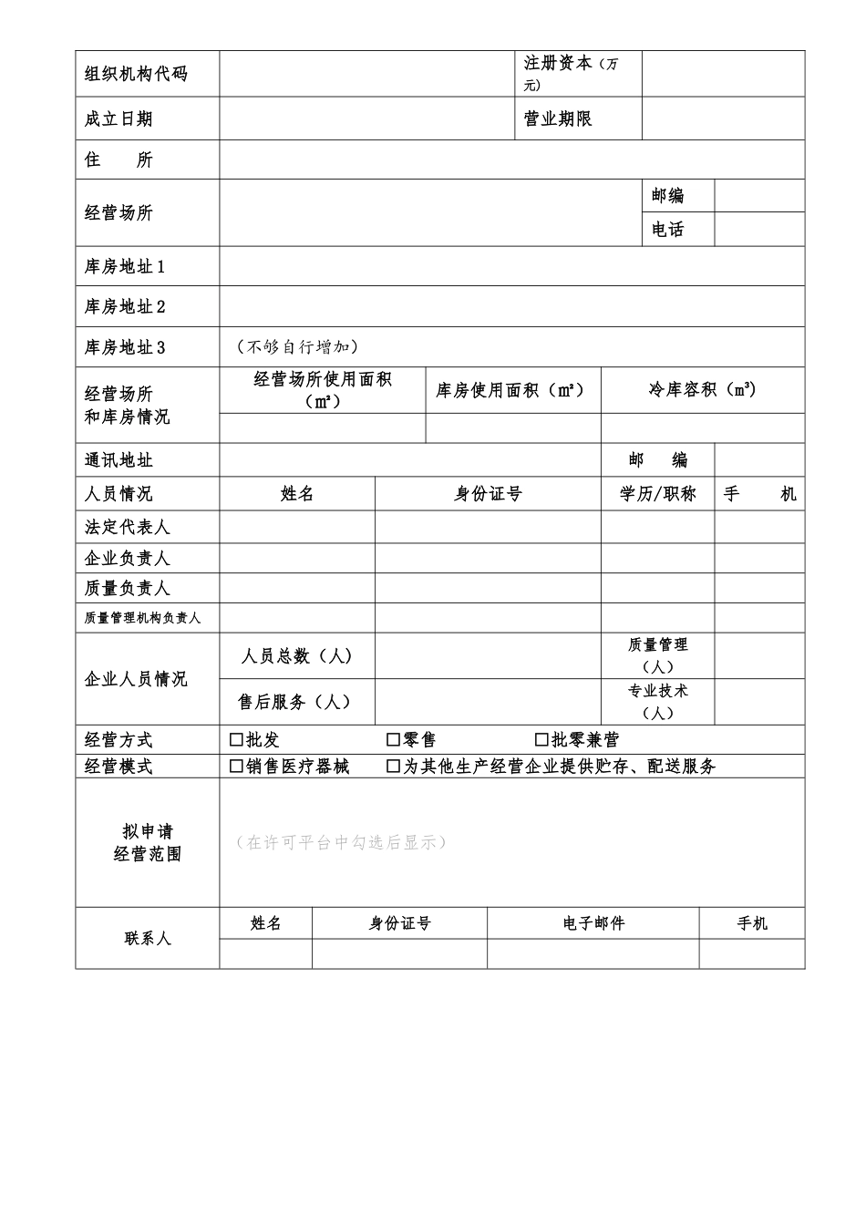上海医疗器械经营许可证申请许可材料核对表_第3页