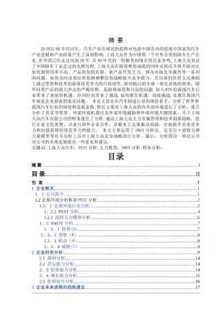 上海大众汽车公司财务分析报告