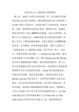 上海容易让人上瘾的爵士酒吧地图