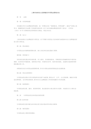 上海市加快自主品牌建设专项资金管理办法