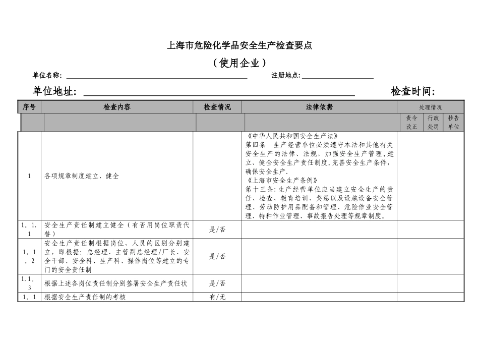 上海市危险化学品安全生产检查要点_第1页
