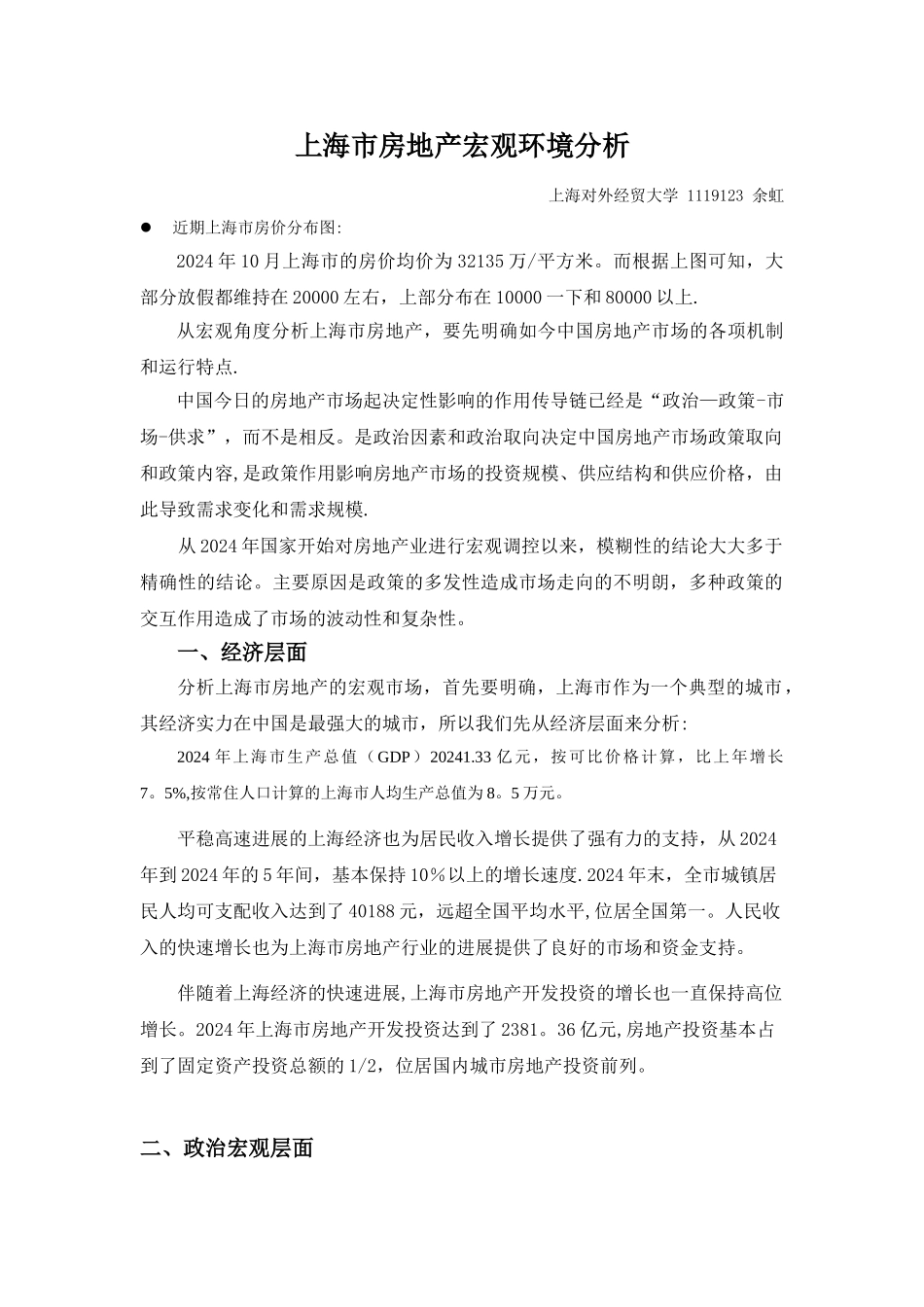 上海市房地产宏观环境分析_第1页