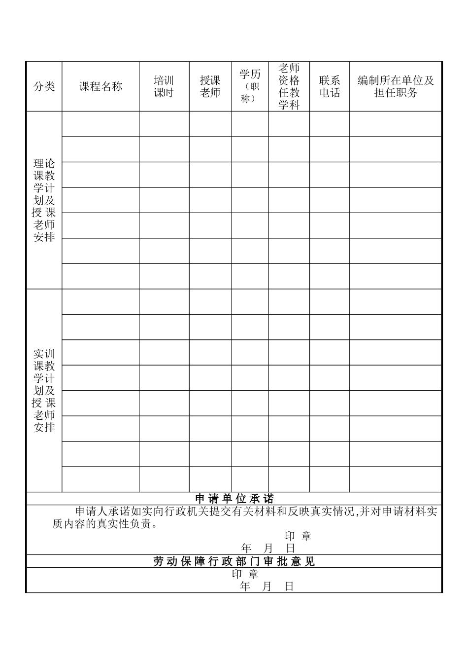 上海市民办职业培训学校职业申请表_第3页