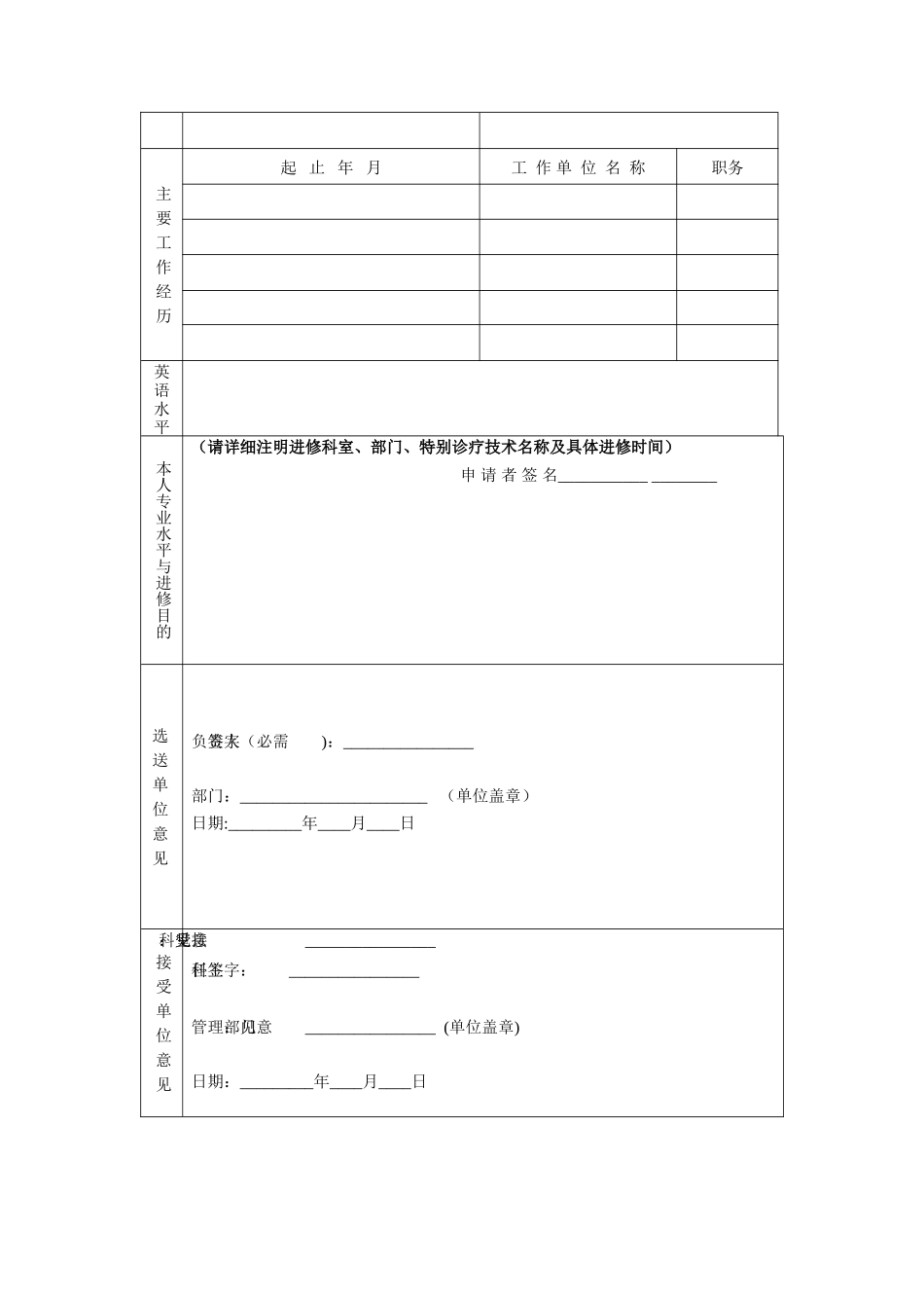 上海市第十人民医院进修申请表_第2页