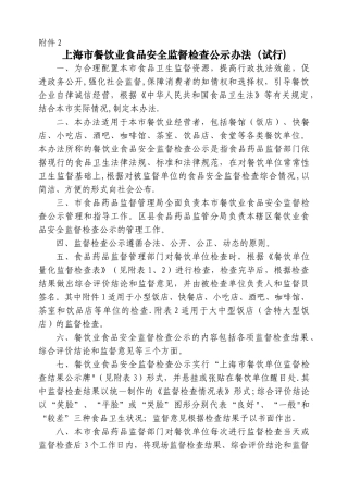 上海市餐饮业食品安全监督检查公示办法