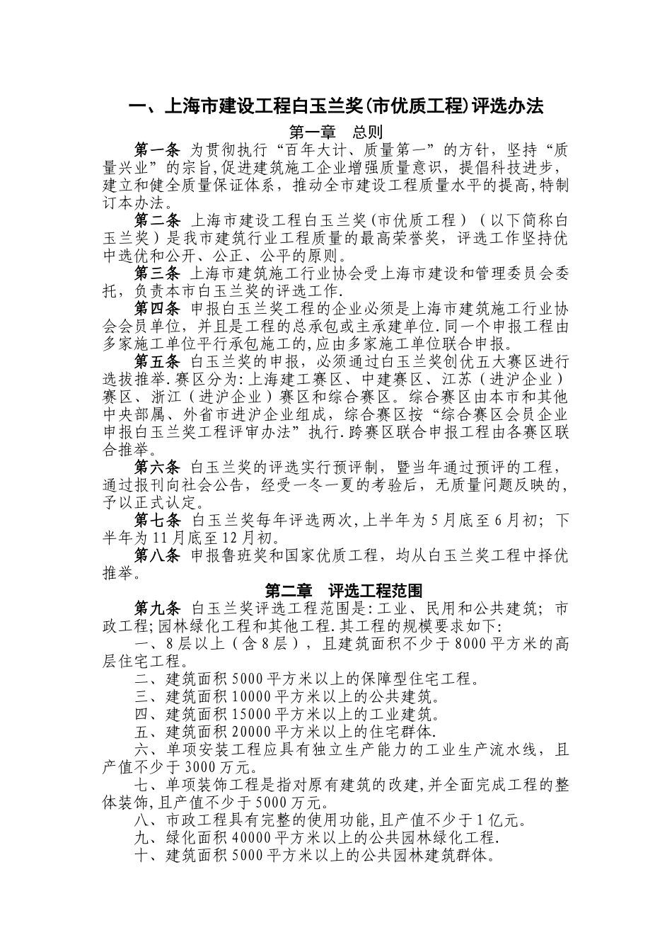 上海建设工程白玉兰奖优质工程评选办法_第1页
