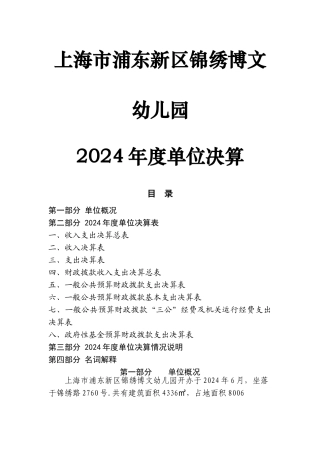 上海浦东新区锦绣博文幼儿园