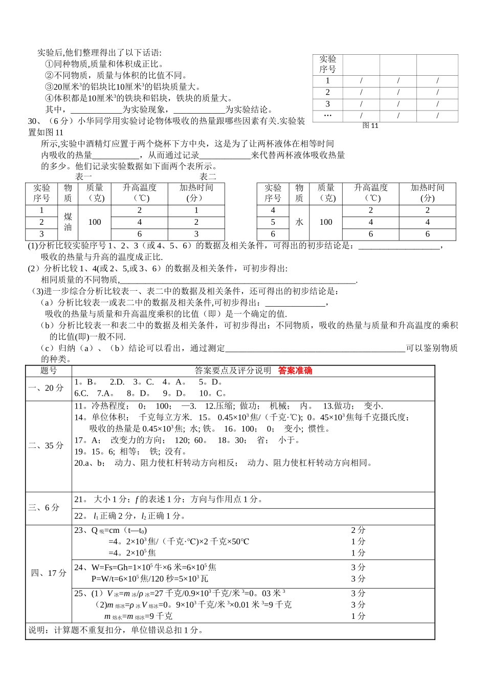 上海物理八年级第二学期期末考试试卷--七校联考-有答案-答案准确-_第3页