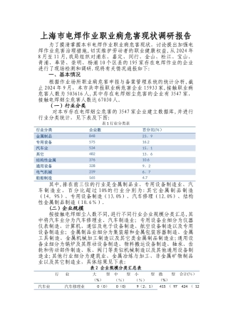 上海电焊作业职业病危害现状调查-上海安监局