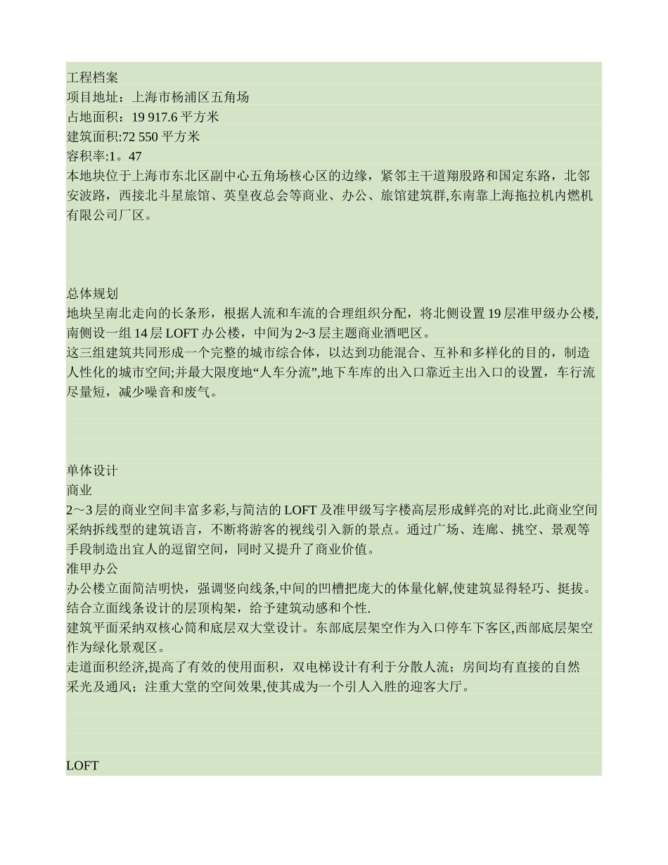 上海绿地汇创国际广场工程项目概况_第1页